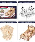 Handcrafted 3D Wooden Pinball Puzzle Kit For Adults And Teens 14 Plus Mechanical Model DIY Pinball Game Build Kit, boxed parts and assembled wood game