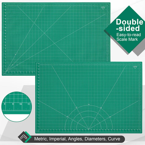 Beefed Up Super Dense 24 By 36 Inch Large Self Healing Rotary Cutting Mat featuring double-sided grid design and scale marks