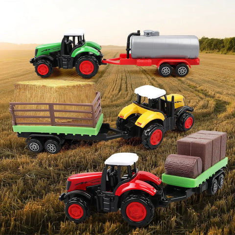 3 Pack Farm Tractor Toys With Trailers Diecast Alloy Tractors And Trucks For Kids Great Gift For Toddlers Boys Ages 3 To 8