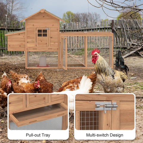 Wooden Chicken Coop for 2 to 5 Chickens Outdoor Hen House Poultry Hutch With Weatherproof Roof Durable Fir Wood Construction