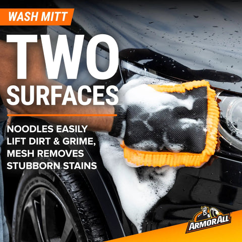 All In One Car Wash Kit With Ultra Shine Soap Plush Wash Mitt Microfiber Towel And Wax Buff For A Showroom Shine Without The Hassle in use on car