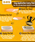 Instructions for using Double Sided Tape Dots For Easy Hangs And Crafts Clear Sticky Putty Adhesive Dots Pack