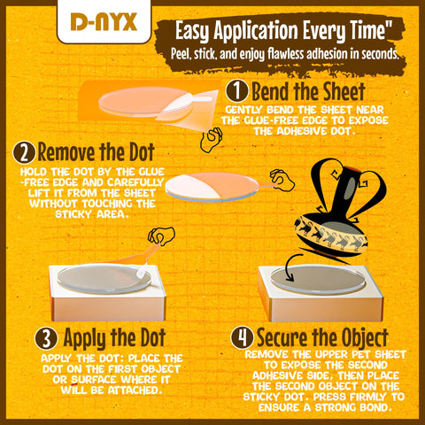 Instructions for using Double Sided Tape Dots For Easy Hangs And Crafts Clear Sticky Putty Adhesive Dots Pack