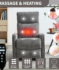 Full Body Massage Rocker Recliner With Heat Eight Vibrating Nodes for Back Lumbar and Legs Swivel and Manual Recline shown in living room