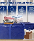 8 Pack Heavy Duty Large Moving Bags With Tough Zippers And Built In Carry Handles For Easy Heavy Lifting, Sturdy blue storage bag