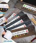48 Desk Name Tags Classroom Set With Traditional Manuscript Nametags Self Adhesive Alphabet Number Line Ruler Addition Chart.