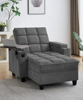 Big And Comfy Recliner With 360 Degree Swivel Tray Table Modern Tufted Linen Chair With Cup Holders And USB Port Heavy Duty 660 Lb Capacity