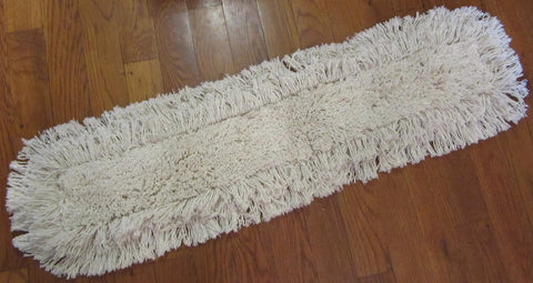 Heavy Hitter 36 Inch Washable Cotton Dust Mop Refill Head For Boss Grade Cleanup No Fuss Sweeper Pad fits standard frames on wood floor.