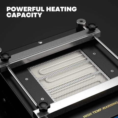 Close-up of Pro Grade No Frills Digital Soldering Hot Plate showing infrared ceramic heating element with sturdy frame.