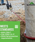Go To Reusable Cable Anchor Sling With O Rings Ends For Fall Arrest, 6 Ft Long in use at a construction site, meets OSHA standards.