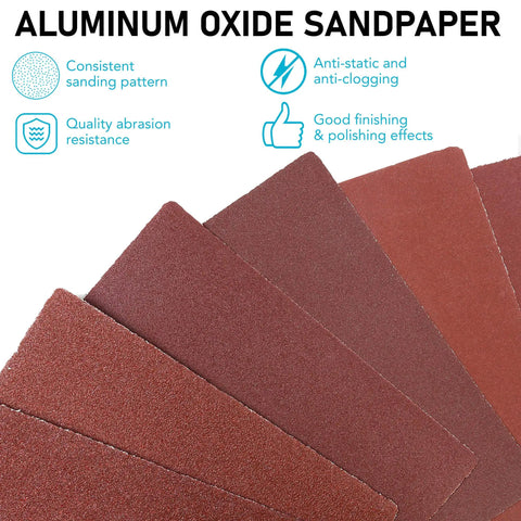 Quarter Sheet Sandpaper Set With 50 Assorted Grits For Palm Sander 5.5 By 4.5 Inches Car And Wood Sanding Papers 60 80 120 180 240 320 400 600 800 1000 Grit Ideal For Auto Bodywork And Woodworking Finishing All In One DIY Friendly Kit