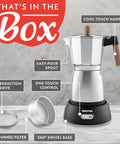 Electric Moka Pot Espresso Maker For Home Daily Brews 6 Shot Italian Style Coffee Brewer 550W Cordless Detachable Base