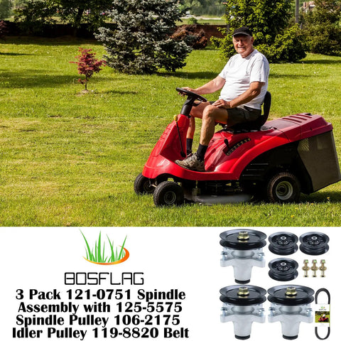 Beefed Up Three Pack Spindle Kit Replacement With Pulley And Belt Replaces 139 3214 121 0751 117 7439 117 7267 For Toro Mowers