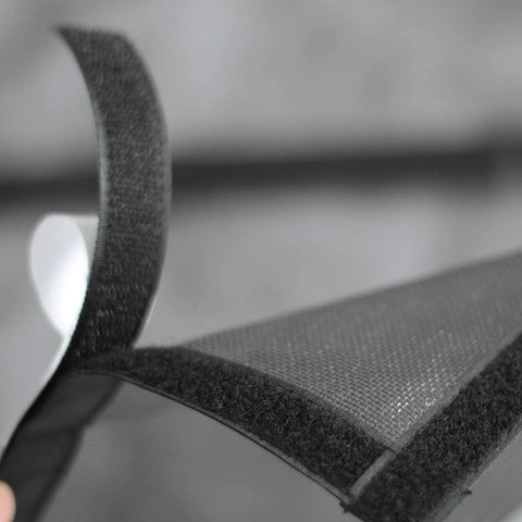 Close-up of Hands Free Magnetic Screen Door 39x83 Fiberglass Mesh Full Frame Seal, showing durable mesh texture.