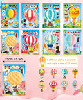 24 Sheets Hot Air Balloon Make A Face Stickers Set with 8 styles including animals, sunglasses, stars, and rainbows for DIY crafts.