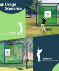 Backyard Golf Practice Net Cage With Metal Frame Auto Ball Return Easy Setup Hitting Net Kit in garden and backyard use