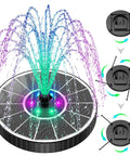 Sun Powered 3.5W Glass Solar Fountain With Swivel-Out Rods LED Lights 2000mAh Battery And 7 Nozzles Outdoor Bird Bath Water Pump