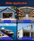 Collage showing versatile applications of Two Wheel Silent Trolley Assembly Rollers in garages, warehouses, cargo berths, and hoists.