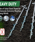 Built Tough Heavy Duty Ground Anchors Screw In Stakes 12 Inch 4 Pack on soil with spiral blades and steel material