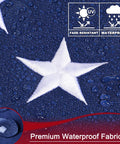 Close-up view of Heavy Duty 4x6 Outdoor Nylon US Flag With Embroidered Stars Sewn Stripes Brass Grommets. Waterproof fabric detail.