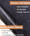 Close-up of 6.6 By 8.5 Foot Garage Floor Mat For Under Cart And Golf Cart Parking Oil Spill Mat showing felt and rubber materials.