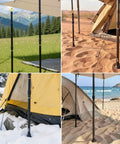 4 Pack Adjustable Heavy-Duty Tarp Poles With Ground Stakes And Guylines, Yellow Protection Caps, Telescoping Aluminum Camping