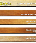 Star brite products showing Cleaner + Brightener, Premium Teak Oil, and Teak Sealers in various wood tones and finishes.