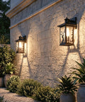 2 Pack Outdoor Wall Lights With Motion Sensor And Dusk To Dawn Weatherproof Porch Sconces With Frosted Glass on stone wall exterior