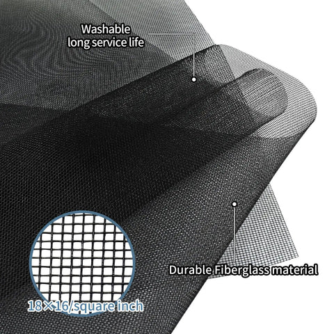 DIY Window Screen Replacement Mesh For Windows Doors And Patio, Adjustable Fiberglass Screen Roll, Tough Durable Charcoal Black Mesh, 39 By 106 Inches, Easy Cut Fit For Quick Home Screen Fix