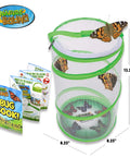 Butterfly Growing Kit For Kids Hands On Live Caterpillars To Butterflies Project With green pop-up enclosure and books