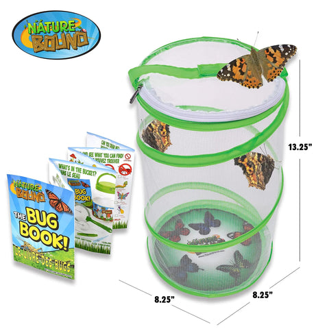 Butterfly Growing Kit For Kids Hands On Live Caterpillars To Butterflies Project With green pop-up enclosure and books