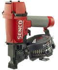 Straight Shooting Pneumatic Coil Siding Nailer 1 3/4 Inch 18 Gauge For Asphalt Shingles And Vinyl Siding Low Air Savings Tool close-up view.