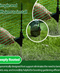 Easy Set Temporary Fence Kit With 3 Foot High 50 Foot Plastic Mesh, Fiberglass Step In Posts being installed in garden