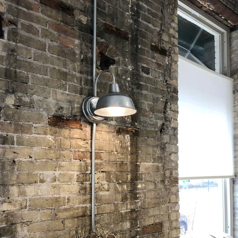 Gooseneck Barn Light Mason Farmhouse Outdoor Wall Sconce For Porch And Patio In Galvanized Gray, 10 Inch Diameter, Hardwired 1 Pack