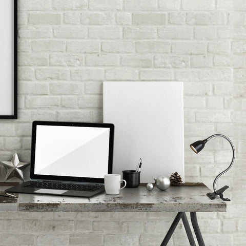 Black Metal Clamp On LED Gooseneck Desk Lamp With 3000K Warm White Light Flexible Arm Easy Clamp on cluttered desk