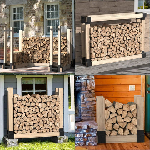 Adjustable Firewood Rack Brackets Kit For Outdoor And Indoor Use Heavy Duty Steel Log Storage Rack Rust Resistant And Easy To Extend To Any Length Perfect Wood Holder For Patio Deck Or Fireplace