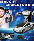 RC Transforming Cyber Pickup Truck And Robot Toy For Kids, 2.4GHz Remote Control Car with box, remote, dual batteries, LED lights