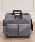 Front view of Universal Rolling Cart With Canvas Organizer Bag For Classrooms And Offices On Wheels Mobile Storage.