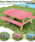 Picnic Table Cover With Bench Covers And Bag Red Waterproof Heavy Duty Vinyl 72 By 30 Inches With Elastic Edges 3 Pack