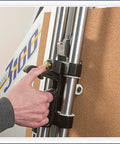 Shop Grade Wall Mount Machine Cutter Rig With Five Detachable Heads For Razor Sharp Glass Scoring and Aluminum Trimming Zero Clutter Design That Skips The Finish Work And Spits Out Debris Free Cuts Always, close-up of adjustable clamp in use.