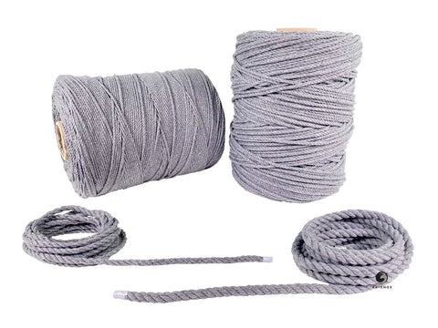 Black Natural Twisted Cotton Rope, Half Inch By Ten Feet, Made In USA, Ultra Durable Triple Strand shown in coils and rolls