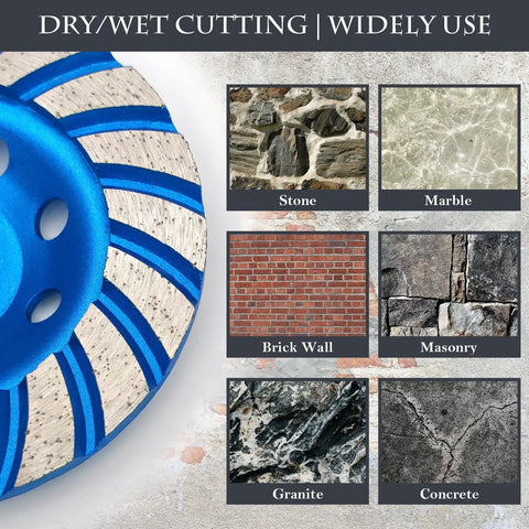 Close-up of 2-Piece Diamond Concrete Grinding Cup Wheel Set, 115mm (4-1/2 Inch), Double Row Plus Turbo Row Segments