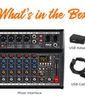 Bluetooth DJ Mixer With 6 Channel Control And DSP Effects 16 Presets USB Interface 4 XLR Mic Or Line Inputs with accessories