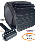 Self Adhesive Non Slip Stair Tread Tape 15 Pack Pre Cut 32 By 6 Inch Black Stair Step Strips Anti Slip Traction Tape For Wet Floors Slippery Stairs Easy Install Durable Grippy Safety Tape with roller