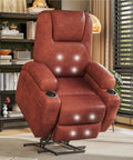 Power Lift Recliner Chair For Elderly With Cup Holders And Side Pockets, Electric Lift Sofa For Living Room, Leathaire Dark Brown Finish