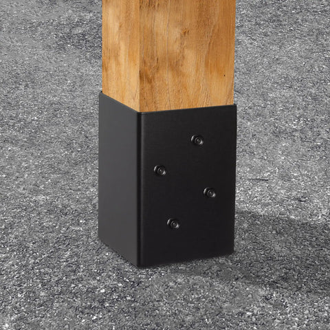 4x4 Post Anchor Ground Spike Kit For Concrete Decks, Beefed-Up Steel With Black Powder Coat, Fits 3.5x3.5 Inch Wood Posts base