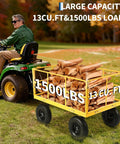 Heavy Duty 1500 Lbs Mesh Steel Garden Cart With Folding Utility Wagon Removable Sides loaded with firewood on a farm