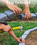 Installing Realistic Faux Stone Landscape Edging Kit With 24 Bricks, 15.5 Ft Total, Lawn And Flower Bed Border Blocks