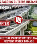 Comparison of sagging and repaired gutters using 5 Inch Aluminum Gutter Hangers With Screws Easy Install K Style Hidden Gutter Hangers