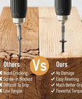 Comparison of Tough as Nails 8-Inch Size 14 Heavy-Duty Wood Screws Star Drive vs regular screws on wooden planks.